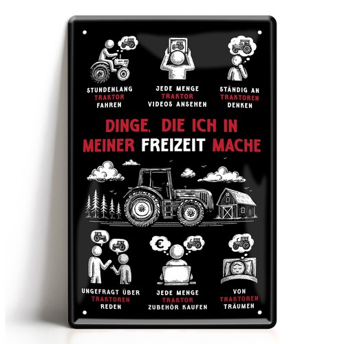 Blechschild 20x30cm traktor - 20x30cm,