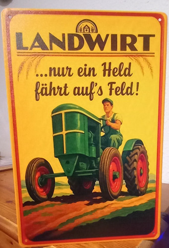 Blechschild landwirt traktor - landwirt,