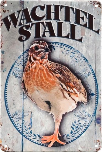 Retro blechschild wachtel - blechschild,