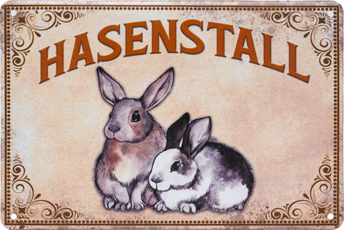 Retro blechschild hasenstall - retro,